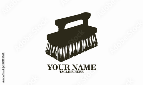 Woodcut of a wall cleaner brush vector illustration and logo design with white background