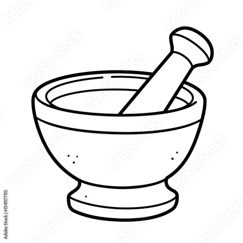 Pestle and mortar illustration vector logo,Illustration of mortar pestle simple icon logo for any design
