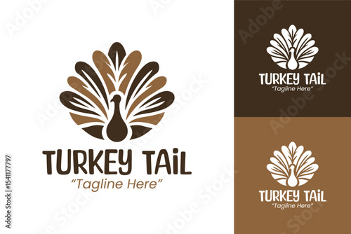 Elegant Turkey Tail Logo for Businesses and Creative Branding in Earthy Tones