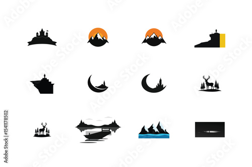 A vector set of nautical travel icons including boats, ships, yachts, and anchors, perfect for summer ocean adventures