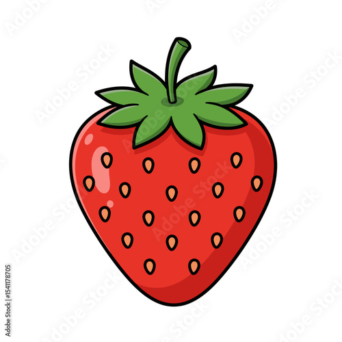 Vibrant Cartoon Strawberry Illustration:  Perfect for Food Blogs, Packaging, and Children's Products.