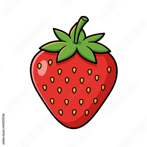 Vibrant Cartoon Strawberry Illustration:  Perfect for Food Blogs, Packaging, and Children's Products.