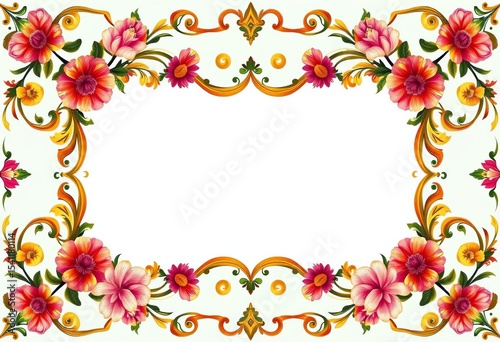 Wallpaper Mural Vibrant floral vector frames, ornate & colorful, ideal for vintage design,  retro,  invitation Torontodigital.ca