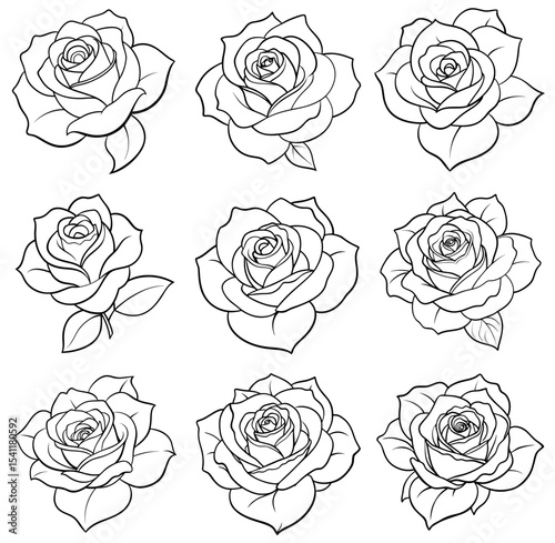 Wallpaper Mural set of roses vector Torontodigital.ca