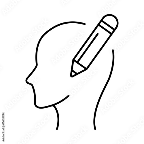 Thinking Brain Icon. Ideas, Intelligence, Ai, Knowledge, Learning, Neuron, Creativity, Inspiration, Brainstorm, Mindset Icons Editable Stroke Vector Illustration