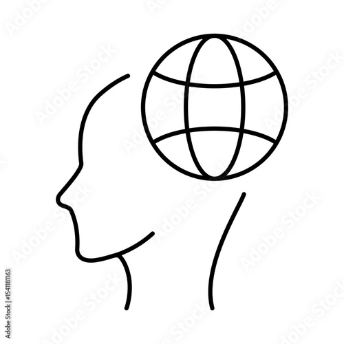 Thinking Brain Icon. Ideas, Intelligence, Ai, Knowledge, Learning, Neuron, Creativity, Inspiration, Brainstorm, Mindset Icons Editable Stroke Vector Illustration