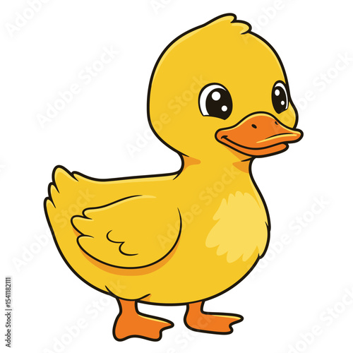 Cute baby duck waving cartoon illustration isolated on white background