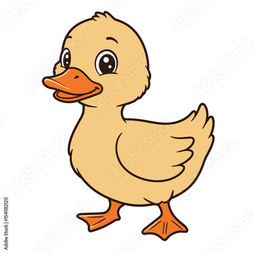 Cute baby duck waving cartoon illustration isolated on white background