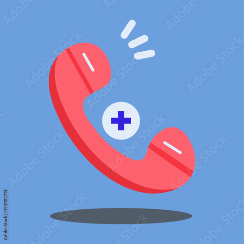 Medical Emergency Phone Icon – Flat Vector Illustration