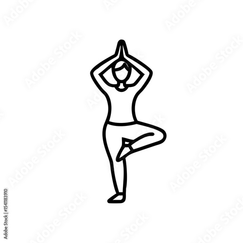 Female yoga instructor balancing in tree pose on white