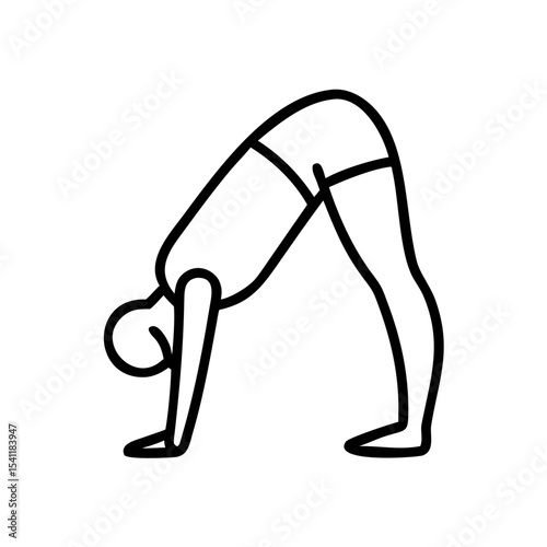 Male yoga instructor in standing forward bend pose on white