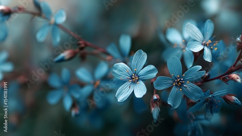 Delicate blue flower on nature background.