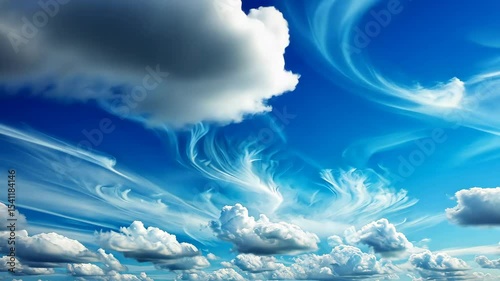A Timelapse of Clouds Drifting Across a Vibrant Blue Sky on a Sunny Day