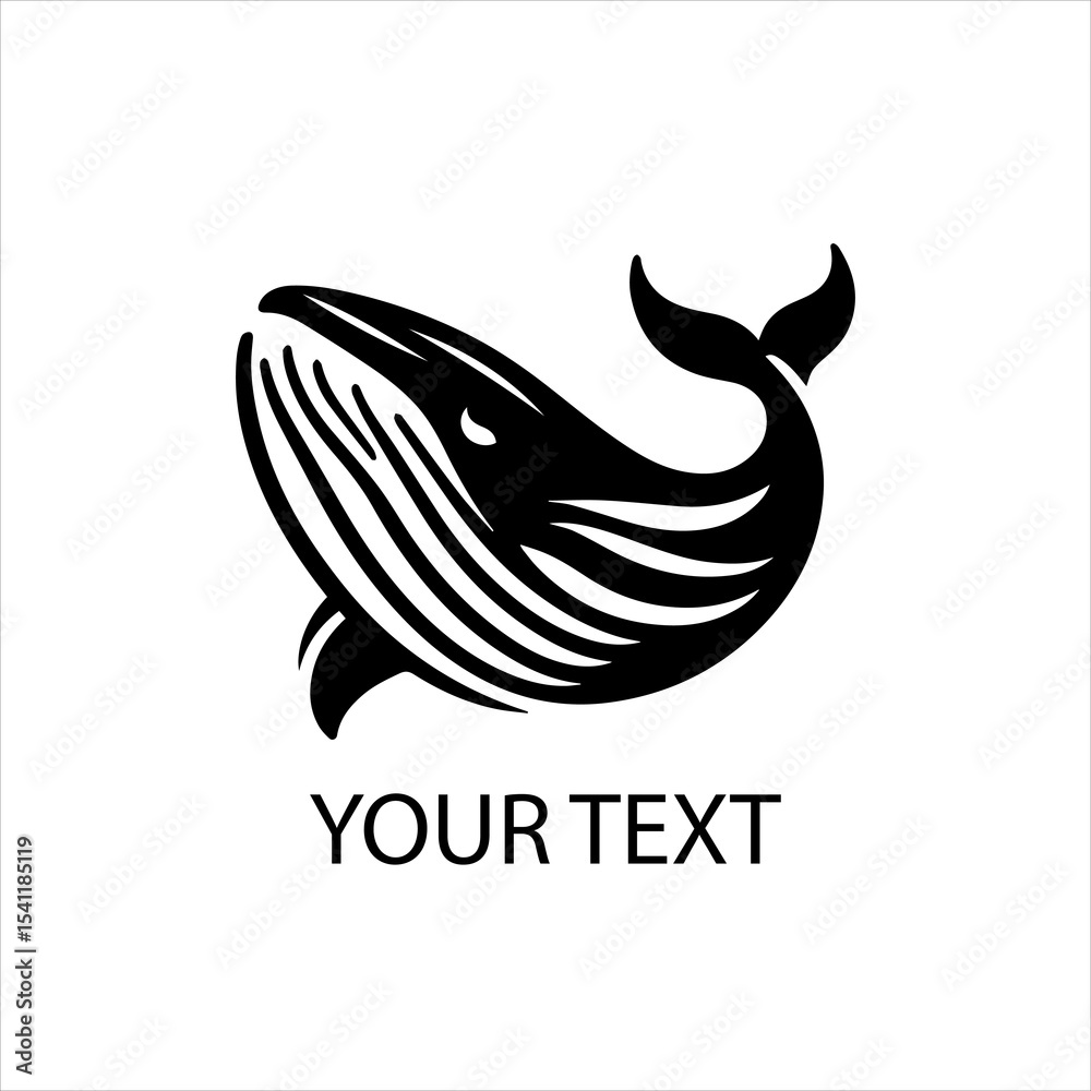 Obraz premium Black and White Blue Whale Vector Logo Isolated on White Background for Marine Branding