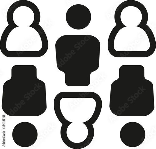 Group of people, population icon black & white