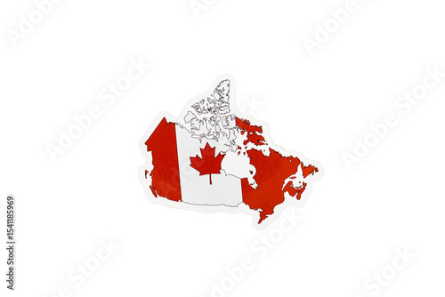 Canada Map with Red Maple Leaf Flag