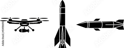 Drone rocket missile vector illustration military technology weapons aerial combat defense systems war 100 editable stock vector illustration