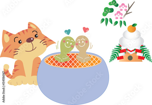 もちの恋人を見る猫
