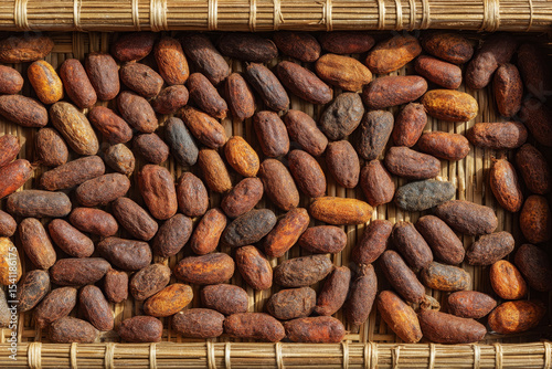 Tamarind seeds on tray showing order and natural pattern