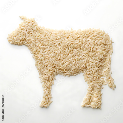 Creative Rice Cow A Unique Food Art Composition photo