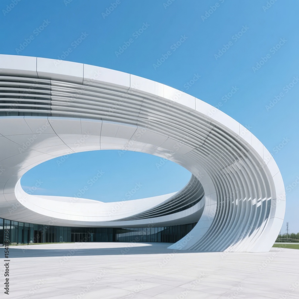 Fototapeta premium Modern Architectural Structure with Curved Design and Open Space