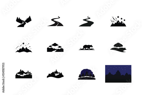 Halloween icons set isolated: nautical boat travel and summer beach symbols illustration