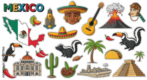 Vibrant Mexican Culture Stickers: Landmarks, Animals, and Traditions