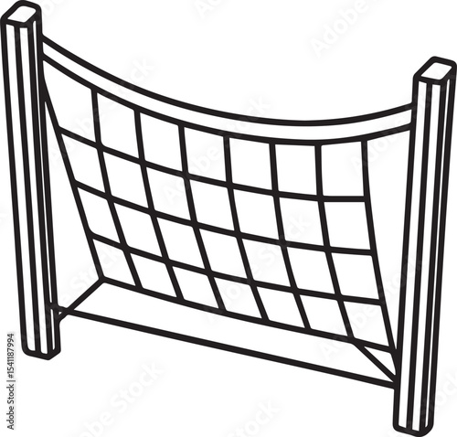 Black Outline Vector of Tennis Net Illustration