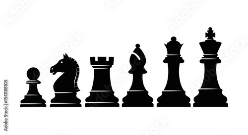 Silhouetted Chess Pieces in Strategic Formation