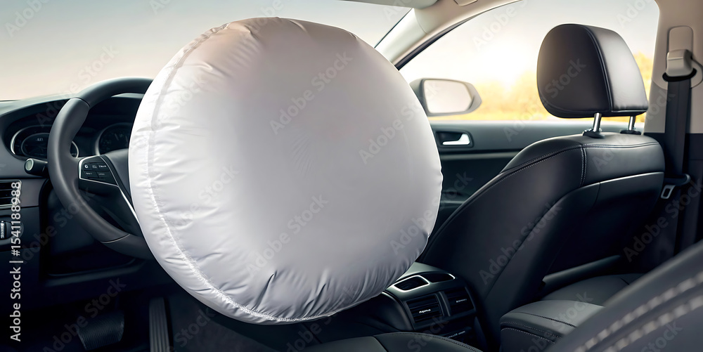 custom made wallpaper toronto digitalInflated Driver-Side Airbag in Modern Car Interior Safety Feature Close-up