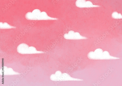 ふわふわした雲の背景素材_ピンク