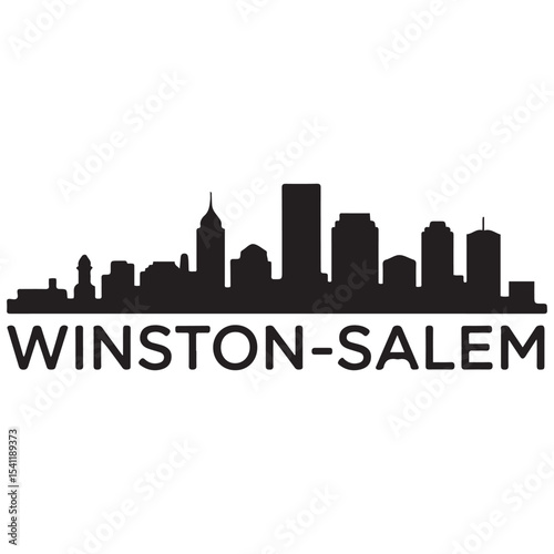 Winston–Salem skyline horizontal banner. Winston–Salem, North Carolina. Vector template for your design. Vector black silhouette. with white background