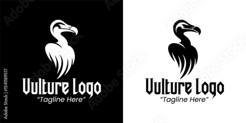 Sleek Vulture Logo Design for Powerful Branding in Black and White