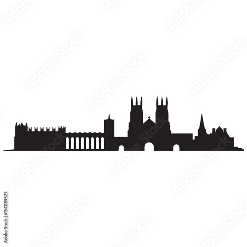 York skyline and landmarks. Vector black silhouette. with white background