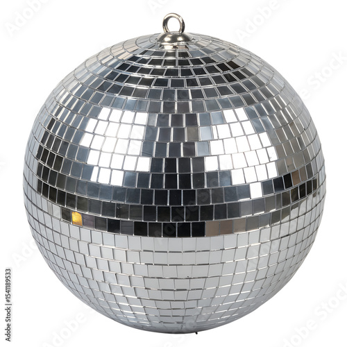 Silver Disco ball isolated on transparent background