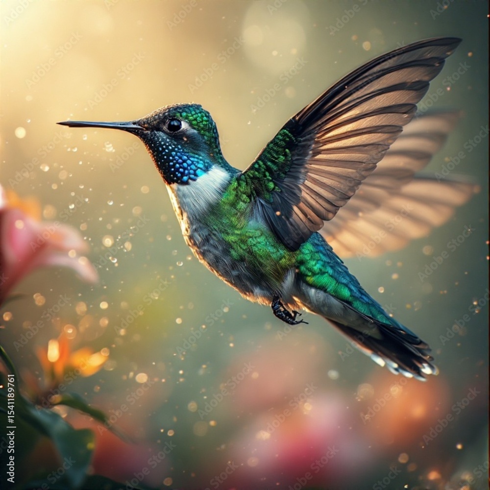 Fototapeta premium hummingbird in flight, Generative AI