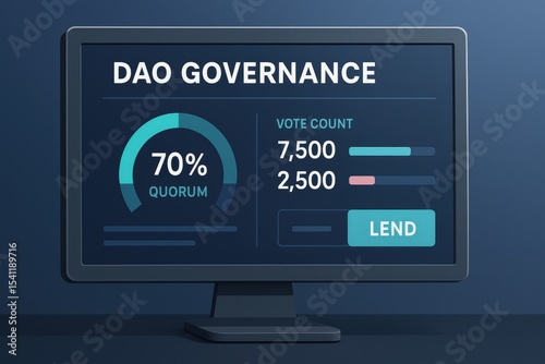 Digital Dashboard Displaying DAO Governance Metrics with Vote Count and Quorum Percentage
