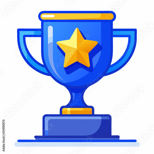 gold trophy cup with ribbon