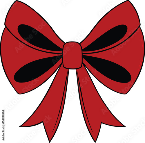 red bow with ribbon