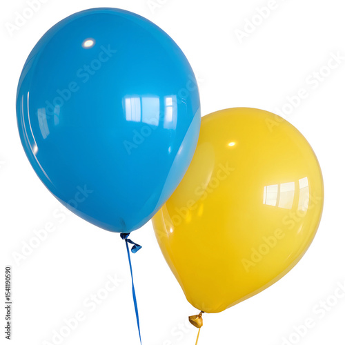 Blue and Yellow balloon on transparent background