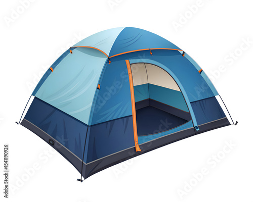 blue dome camping tent with alternating color panels