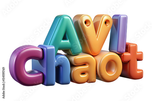 Colorful 3d render of avi chaot text
