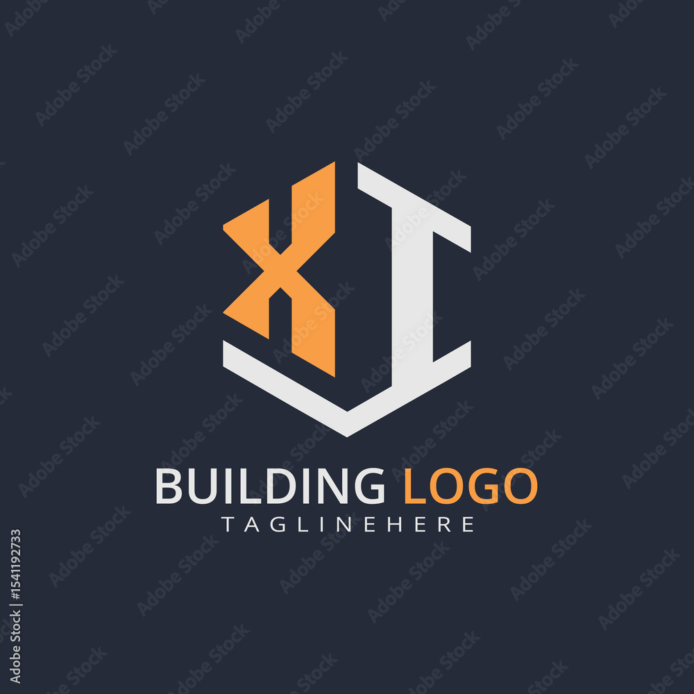 Obraz premium Modern Building Letter Logo Design – Real Estate Monogram Branding 