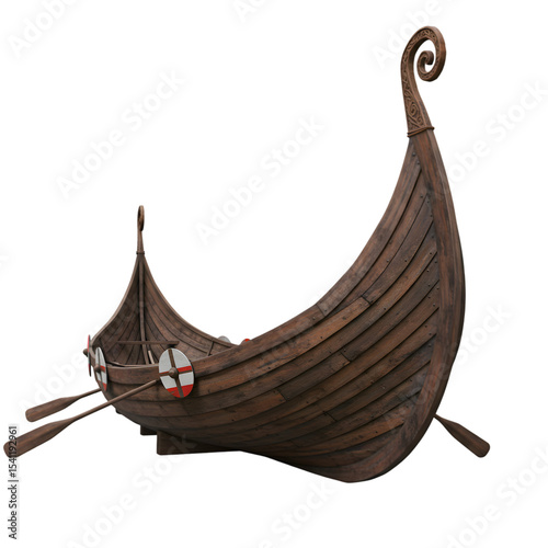 Viking Longship: A Detailed Model of a Norse Vessel on transparent background