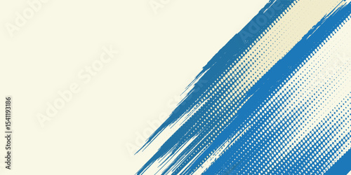 Grunge grainy blue brush stroke with spray texture. Hand drawn distress damaged vintage banner with zigzag bold line. Rough thick brush stroke  modern arts