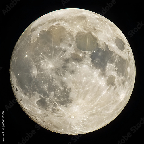 Full Moon Isolated on Transparent Background