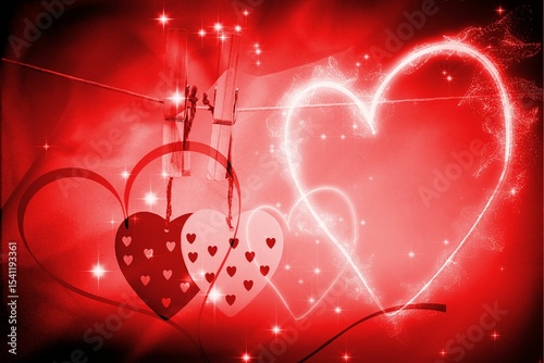 Glowing red Valentines composite