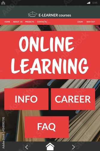 Digitally generated image of online education interface on screen
