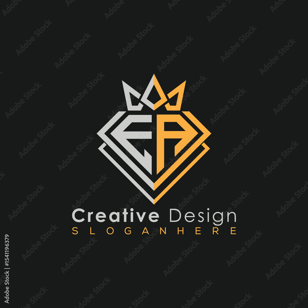 Fototapeta premium Luxury Letter Logo – Crown & Diamond Monogram for Creative Branding 