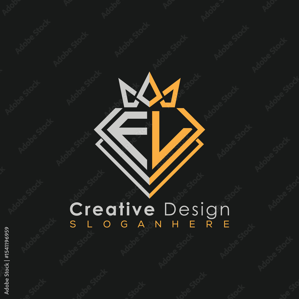 Obraz premium Luxury Letter Logo – Crown & Diamond Monogram for Creative Branding 